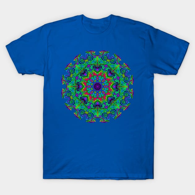 Neon Blue Mandala T-Shirt by Shumlosh